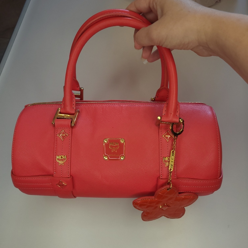 MCM coral barrel bag